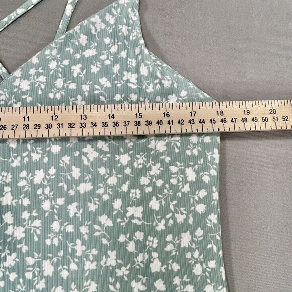 Active USA Dress Women's 2XL XXL Green Floral Knee Length Straps V-Neck Pullover - Picture 4 of 15